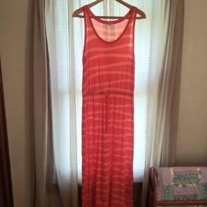 Two Tone Orange Gap Maxi Dress